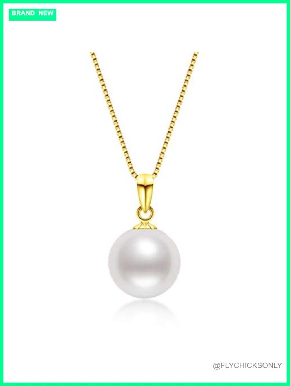 18K Gold Freshwater Pearl Pendant Necklace for Women Jewelry